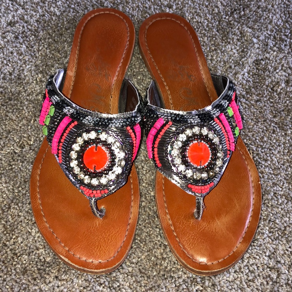 Beaded Flip Flop Sandals